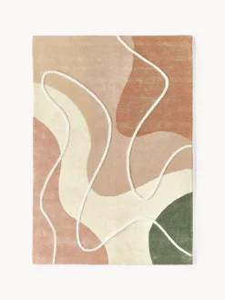 Alfombra artesanal de lana con estampado abstracto Talitha