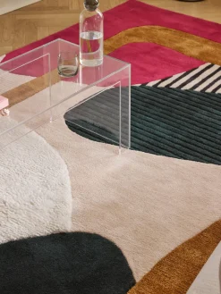 Alfombra artesanal de lana texturizada Rosco