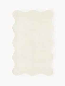 Alfombra artesanal de viscosa con borde ondulado Wavy