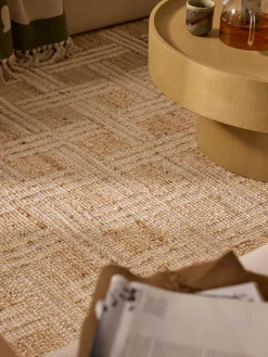 Alfombra artesanal de yute con flecos Almir