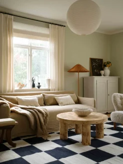 Alfombra artesanal de yute de pelo corto Chess Flatweave