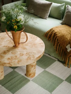 Alfombra artesanal de yute de pelo corto Chess Flatweave