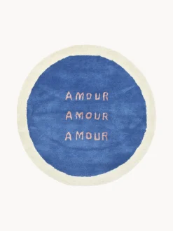 Alfombra artesanal redonda de pelo largo Amour