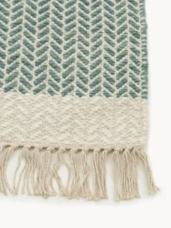 Alfombra corredor artesanal de lana con flecos Kim