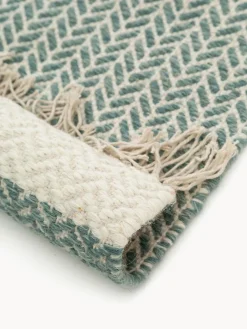 Alfombra corredor artesanal de lana con flecos Kim