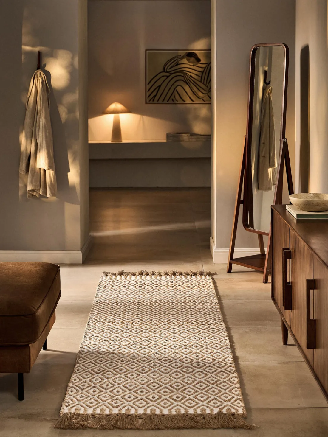 Alfombra corredor artesanal de yute Ramos