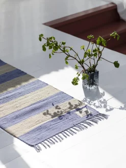 Alfombra corredor artesanal de pelo corto con borlas Chindi, tamaños diferentes