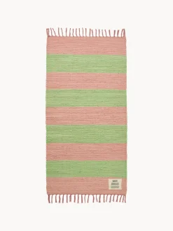 Alfombra corredor artesanal de pelo corto con borlas Chindi, tamaños diferentes