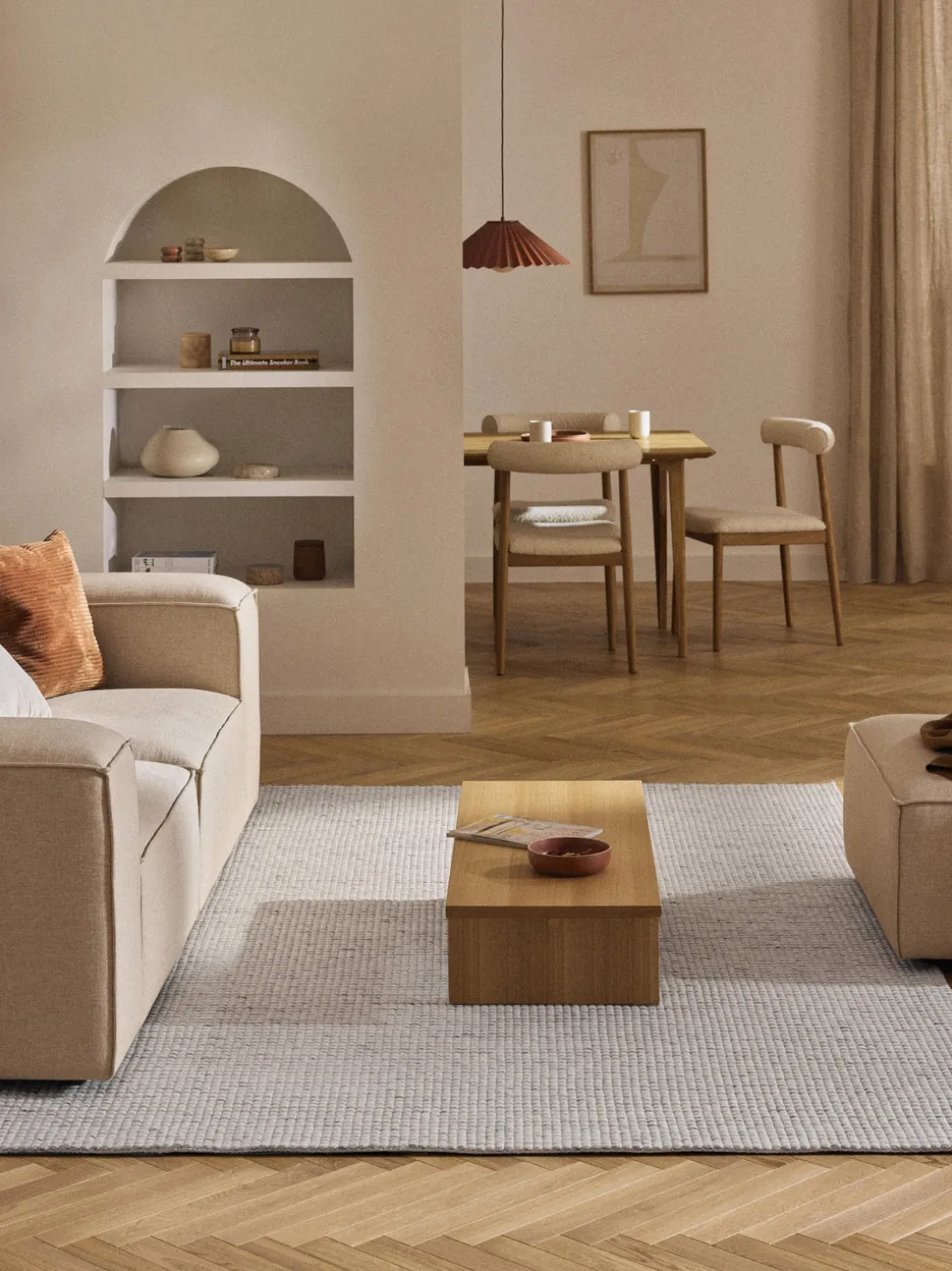 Alfombra de lana artesanal con flecos Rumi