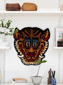 Alfombra de lana artesanal Tiger Face