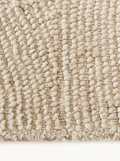 Alfombra de lana redonda artesanal de pelo corto Eleni