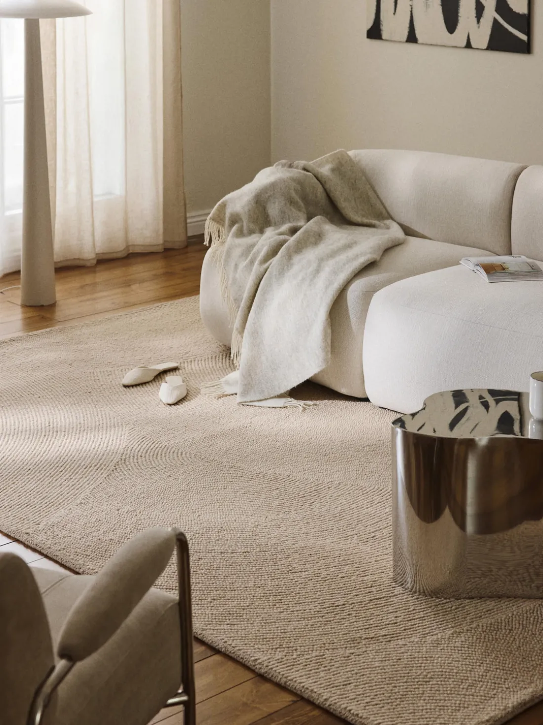 Alfombra de pelo corto artesanal de lana Eleni