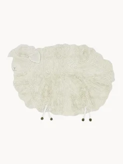 Alfombra infantil artesanal de lana en relieve Sheep, lavable