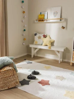 Alfombra infantil artesanal de algodón Estrellas, lavable