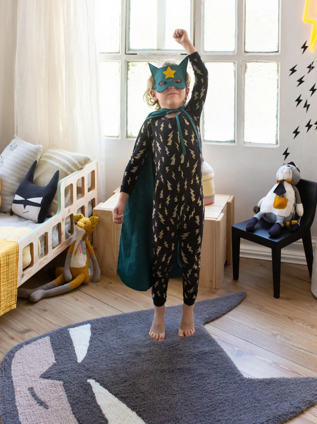 Alfombra infantil de lana artesanal BatBoy, lavable