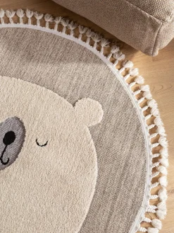 Alfombra infantil redonda texturizada con borlas Momo