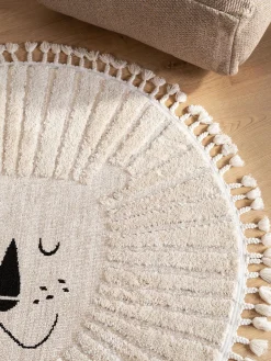 Alfombra infantil redonda texturizada con borlas Momo