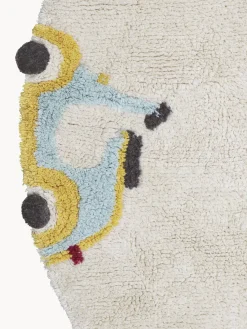 Alfombra infantil redonda artesanal con efecto alto-bajo Wheels, lavable