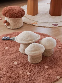 Alfombra infantil redonda artesanal con efecto alto-bajo Dot, lavable