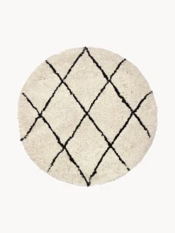 Alfombra redonda artesanal de pelo largo Naima