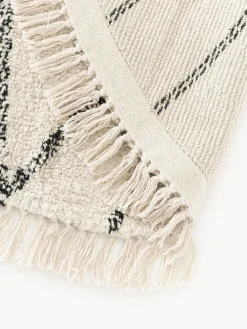 Alfombra redonda artesanal de algodón con diseño de rombos Bina