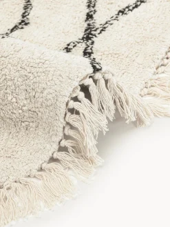 Alfombra redonda artesanal de algodón con diseño de rombos Bina