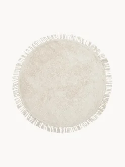 Alfombra redonda artesanal de algodón con flecos Daya