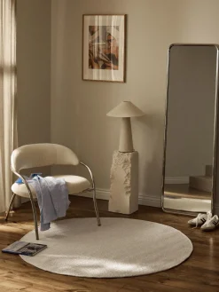 Alfombra redonda artesanal de lana Amaro