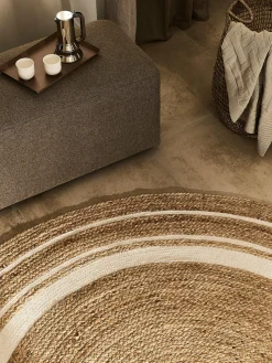 Alfombra redonda artesanal de yute Clover