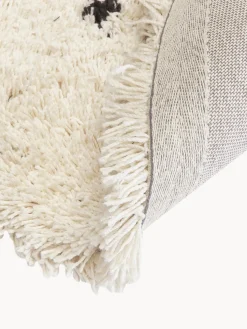 Alfombra redonda artesanal de pelo largo Ayana