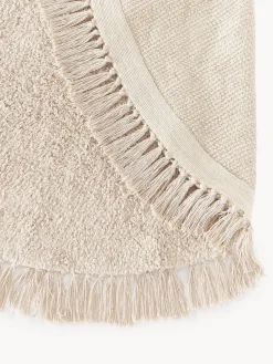 Alfombra redonda artesanal de algodón con flecos Daya