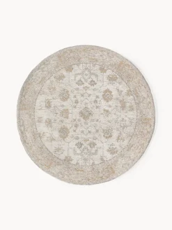 Alfombra redonda artesanal de chenilla Loire