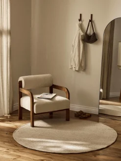 Alfombra redonda artesanal de lana Amaro