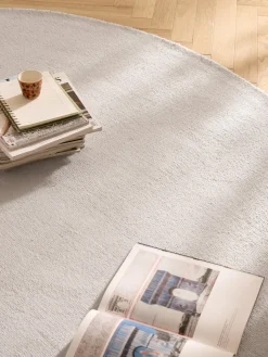 Alfombra redonda de algodón artesanal Lora