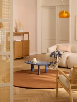 Alfombra redonda de algodón artesanal Lora