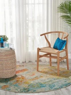 Alfombra redonda de pelo corto de diseño Celestial