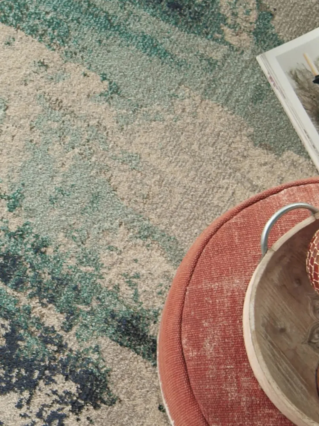 Alfombra redonda de pelo corto de diseño Celestial