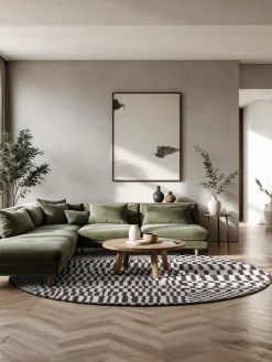 Alfombra redonda tejida Jacquard Barber