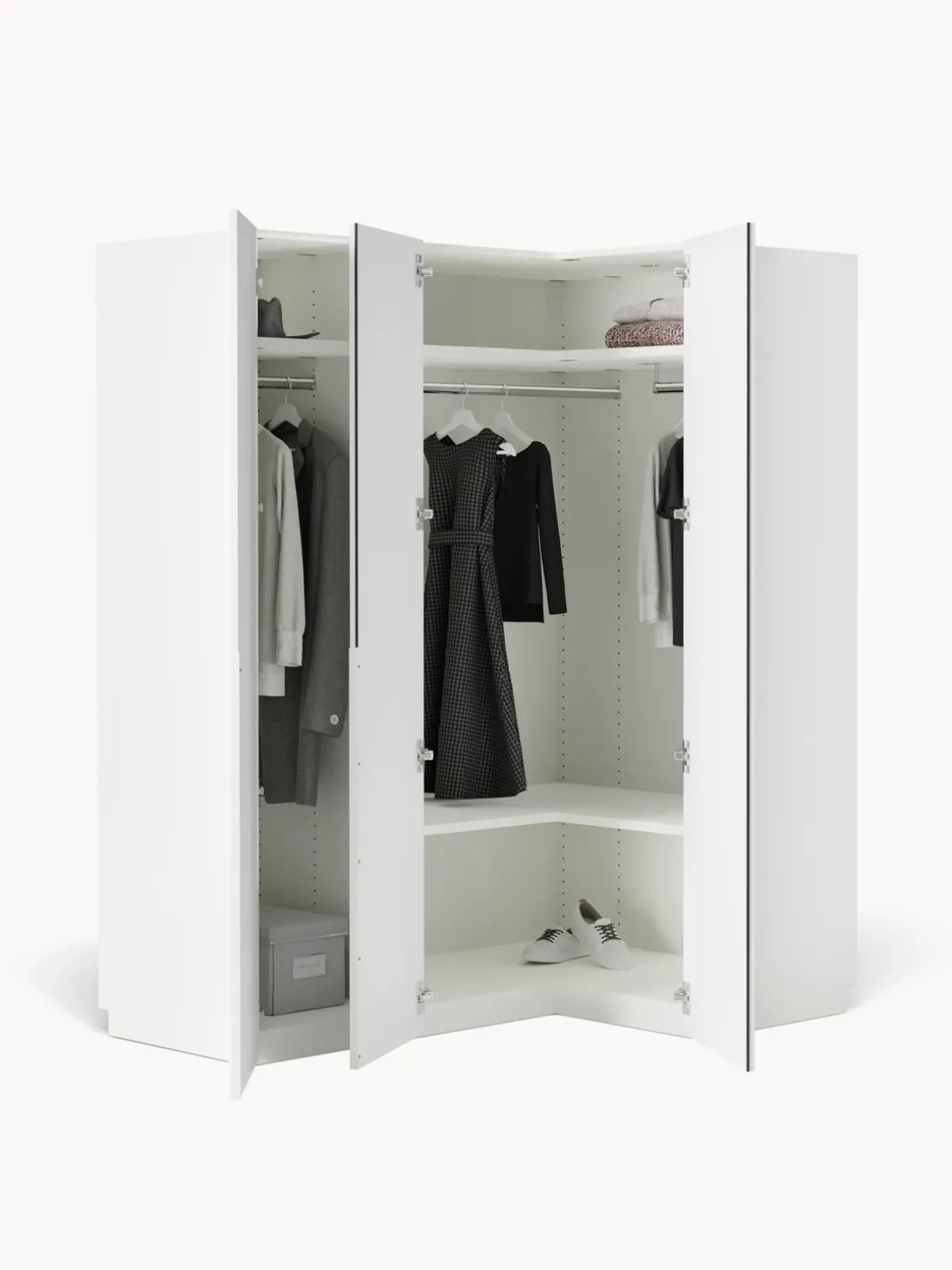 Armario esquinero modular Leon, 3 puertas (165 cm), diferentes variantes