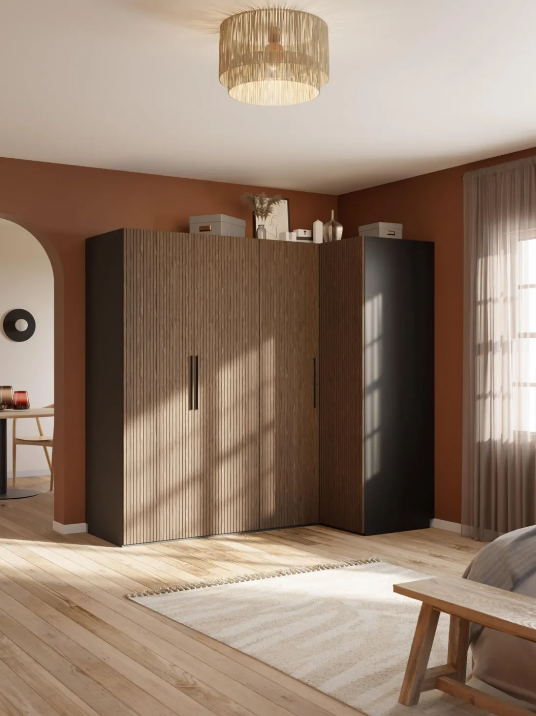 Armario esquinero modular Simone, 4 puertas (215 cm), diferentes variantes