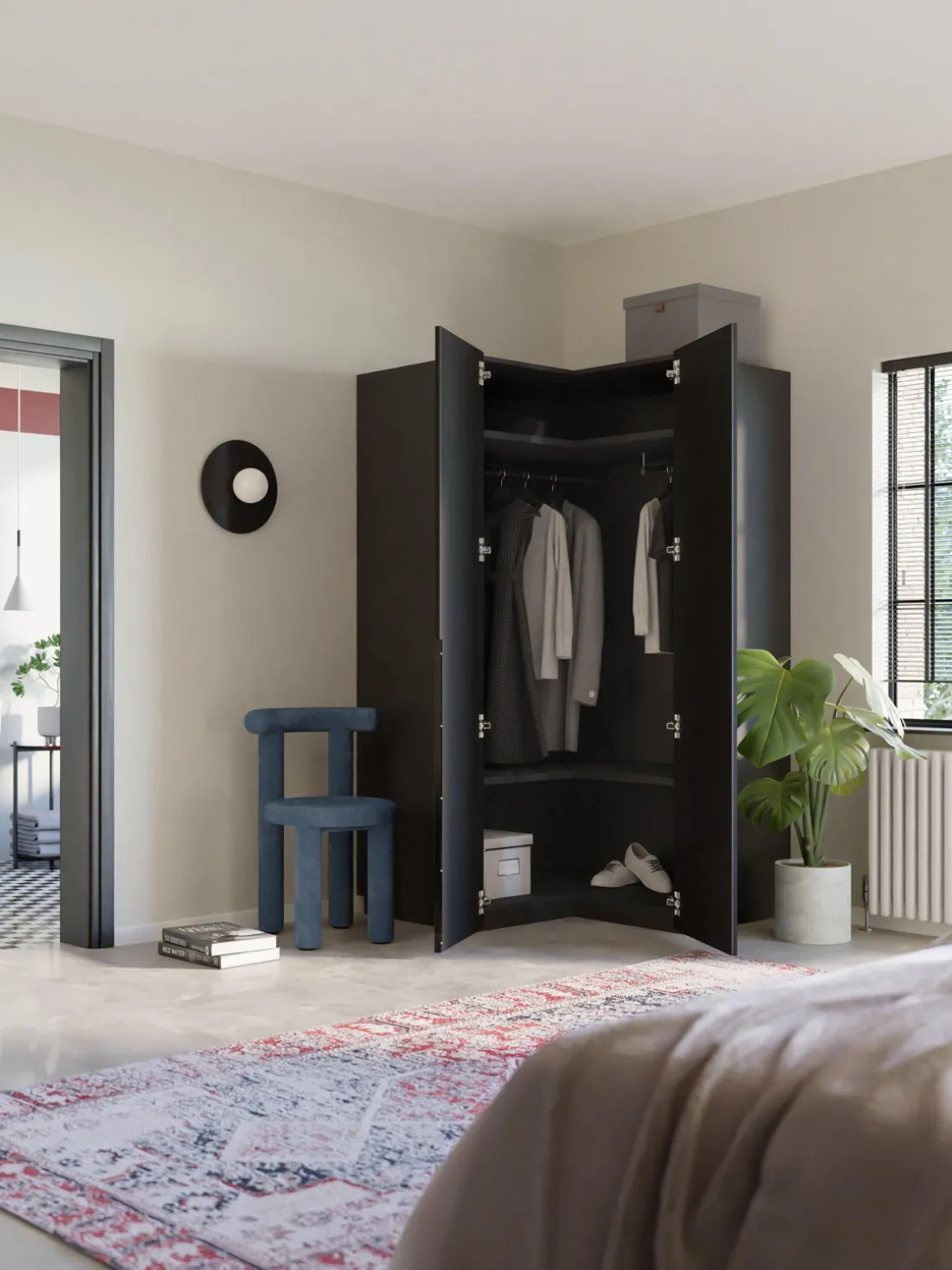 Armario esquinero modular Leon, 2 puertas (115 cm)