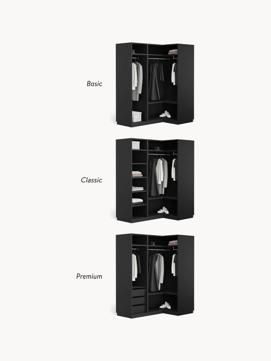Armario esquinero modular Leon, 2 puertas (115 cm)