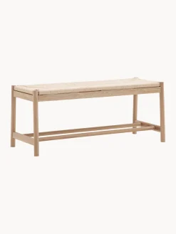 Banco artesanal de madera de roble y mimbre Eton