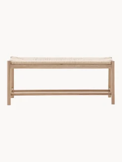 Banco artesanal de madera de roble y mimbre Eton