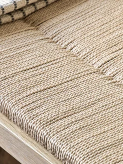 Banco artesanal de madera de roble y mimbre Eton