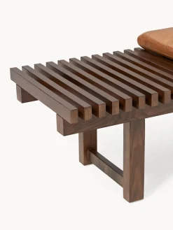 Banco de madera de fresno con asiento de cuero Sora