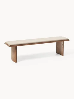 Banco de madera de roble con cojín de asiento Chandler