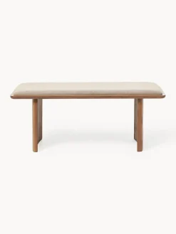 Banco de madera de roble con cojín de asiento Chandler