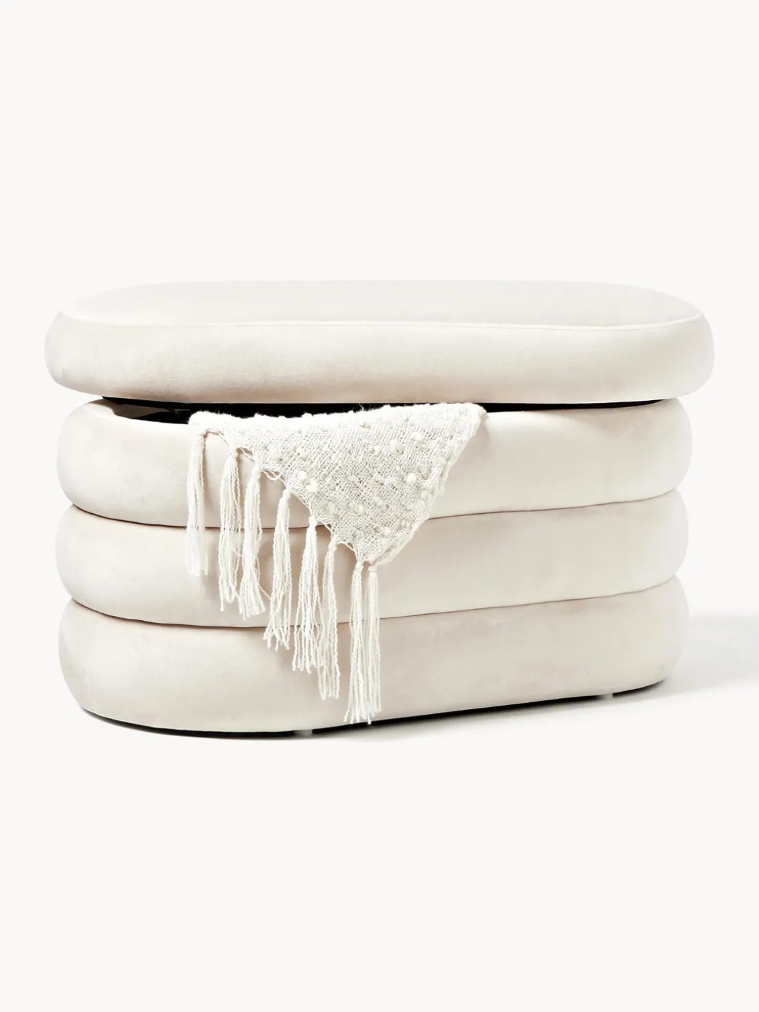 Banco pequeño tapizado en terciopelo con espacio de almacenamiento Alto