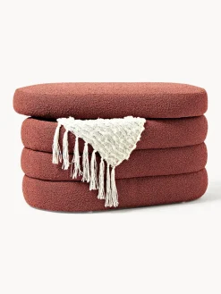 Banco pequeño tapizado en tejido bouclé con espacio de almacenamiento Alto